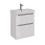 Тумба Lemark BUNO 60см под 1 раковину, подвесная/напольная, 2 ящика, цвет корпуса, фасада: Белый глянец