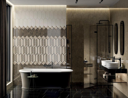 Декор настен. TOC003 Бикуш коричневый 9,8см*9,8см*9,2мм (1уп/27шт/0,26м2) глянцевый грань, шт