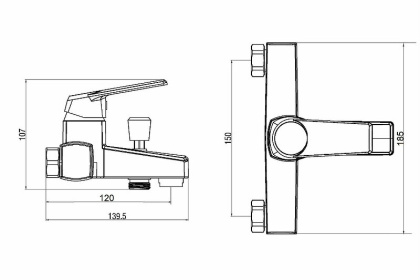 Смеситель для ванны/душа OneLife P02-100b полимерный Смеситель для ванны/душа OneLife P02-100b полимерный