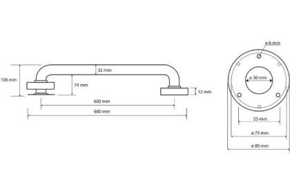 Поручень Bemeta Help 301100600 Черный матовый, 600 мм Поручень Bemeta Help 301100600 Черный матовый, 600 мм