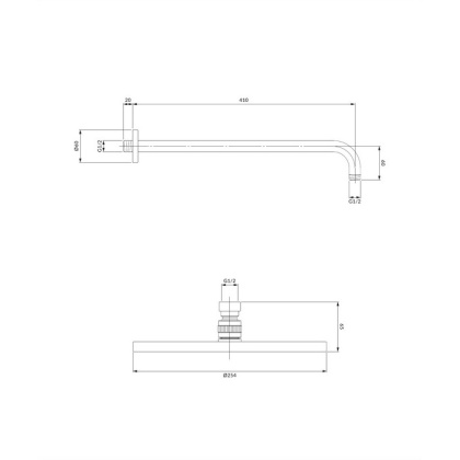 Верхний душ OMNIRES с кронштейном WGSET1BL (черный BLH)