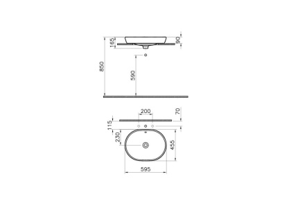 Раковина-чаша Metropole, овальная 60 см, c переливом, цвет белый