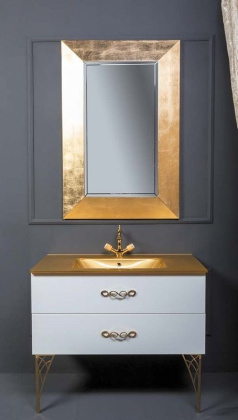 Зеркало Chelsea 800х1200 поталь золото с подсветкой ВЫПУКЛОЕ 554 Boheme