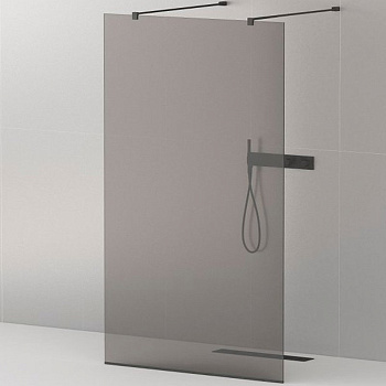 LIBERTA-L-2-100-120-GR-NERO Душевая перегородка с возможностью двустороннего входа, стекло графит, профиль чёрный, 1000x1200x1950 мм