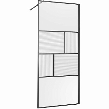 Душевая перегородка Walk-In VSW-1HC100CFGM, 1000*2000, вороненая сталь, стекло прозрачное/рифленое