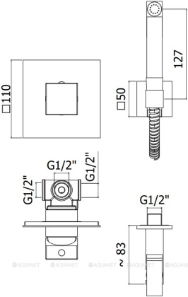 Смеситель с гигиеническим душем Paffoni KITDUP112NO (с внутренней частью)