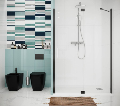 Душевая дверь Creto Tenta 123-WTW-100-C-B-8 стекло прозрачное EASY CLEAN, профиль черный, 100х200 см Душевая дверь Creto Tenta 123-WTW-100-C-B-8 стекло прозрачное EASY CLEAN, профиль черный, 100х200 см