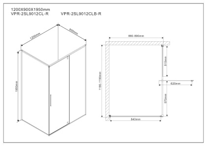 Душевой уголок Slim VPR-2SL9012CL-R, 1200*900, хром, стекло прозрачное, правый Душевой уголок Slim VPR-2SL9012CL-R, 1200*900, хром, стекло прозрачное, правый