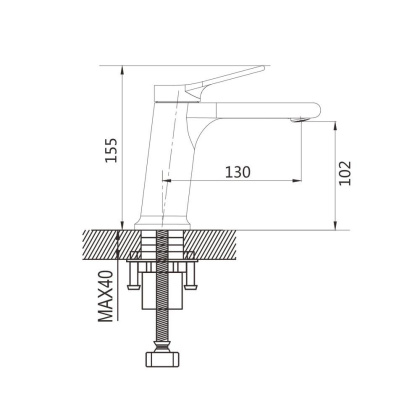 Смеситель для раковины латунь, оружейная сталь S8301T Смеситель для раковины латунь, оружейная сталь S8301T