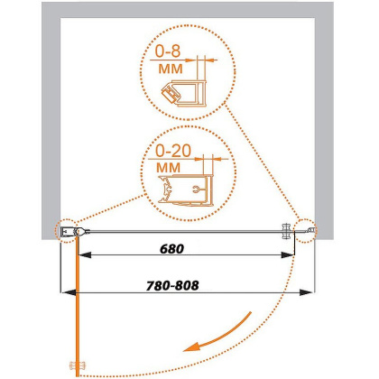 ELENA-W-B-1-80-P-Cr-L Душевая дверь