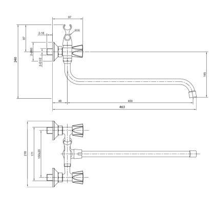 Смеситель для ванны с длинным изливом 23241CT Catalona OLIVE'S
