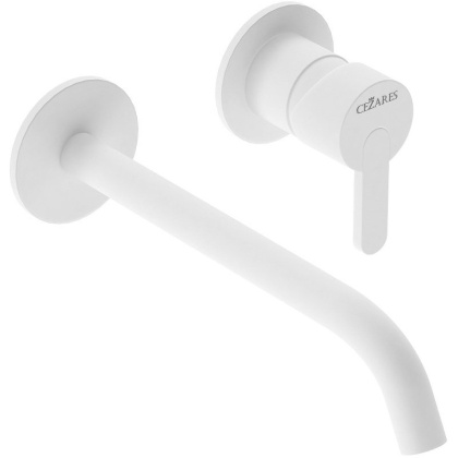 LEAF-BLI2-BIO Смеситель для раковины встраиваемый однорычажный, на два отверстия, длина излива 23 см, исполнение белый матовый