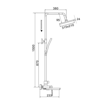Душевая стойка со смесителем ROSE R18T R1836T Душевая стойка со смесителем ROSE R18T R1836T
