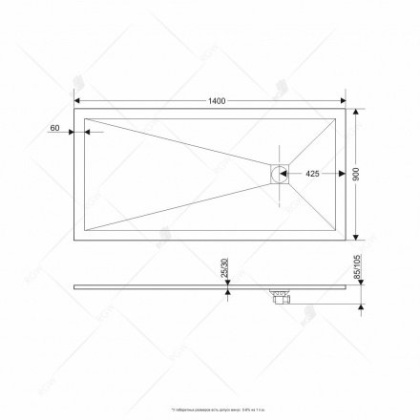 Душевой поддон RGW ST-149G 90 x 140 см, прямоугольный, из искусственного камня, графит, 16152914-02