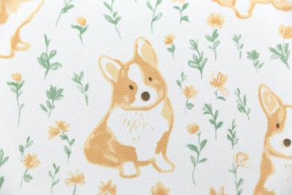 Обои виниловые Уик-энд мотив, жёлто-зелёный корги