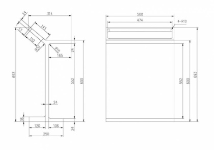 Столик для ванной комнаты ABBER Stein AS1637 с полотенцедержателем, белый матовый