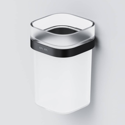 Стеклянный стакан Func с настенным держателем, 11,8х7,5х8,3 см, белый, A8F34322