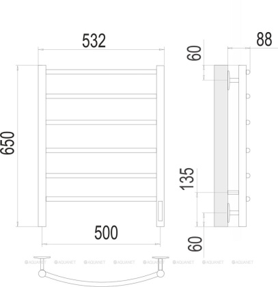Полотенцесушитель Terminus Классик П6 500х650 электро