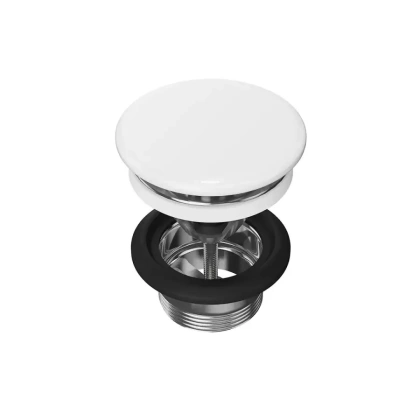 Донный клапан клик-клак с керамической крышкой, белый Донный клапан клик-клак с керамической крышкой, белый