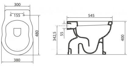 Чаша приставного унитаза BelBagno BOHEME BB115CBS