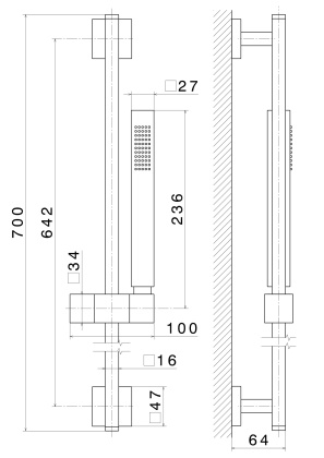 Душевая стойка FUTURA без выхода для подачи воды, матовый черный
