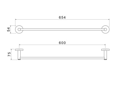 Полотенцедержатель 600 мм AQUATEK, матовый черный AQ4114MB ЕВРОПА