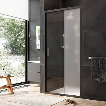 W90G-100-1-195BM Gem Solo Дверь душевая 100х195, стекло матовое, профиль Черный матовый