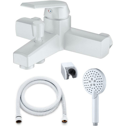 OneLife P02-300w полимерный смеситель для ванны с душ.набором, белый OneLife P02-300w полимерный смеситель для ванны с душ.набором, белый