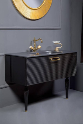 Тумба Linea 100 черная + золото_Комплект 842-100-BG Boheme Тумба Linea 100 черная + золото_Комплект 842-100-BG Boheme