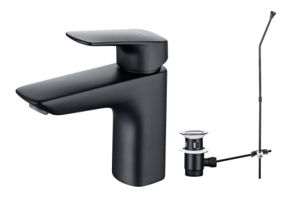 Смеситель для раковины 97 с донным клапаном AQUATEK, матовый черный AQ1011MB ВЕГА