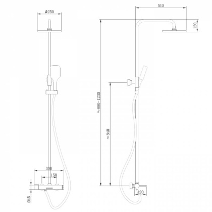 Душевая стойка ABBER Emotion AF8816 с изливом, хром Душевая стойка ABBER Emotion AF8816 с изливом, хром