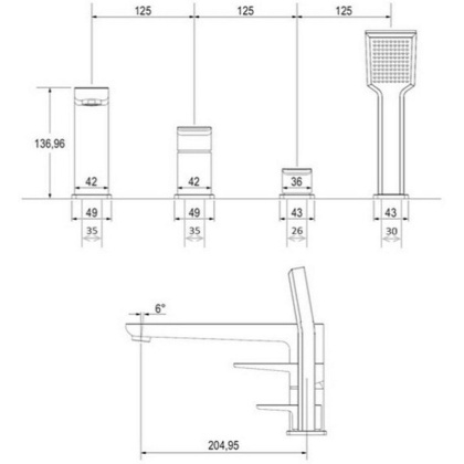 Смеситель на борт ванны OMNIRES PARMA PM7432BL (черный BLM) Смеситель на борт ванны OMNIRES PARMA PM7432BL (черный BLM)