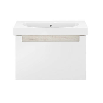 Тумба BUONGIORNO PLUS подвесная с ящиками 80, белая глянцевая-дуб Кантри BGP.80.1+1\WHT