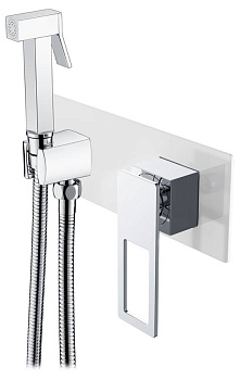 Гигиеническая лейка Q со смесителем WHITE CHROME_Комплект