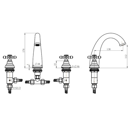 Смеситель для раковины на 3 отверстия_Комплект Смеситель для раковины на 3 отверстия_Комплект