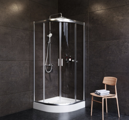 W90G-401-090WT Gem душевое ограждение 90х90, стекло прозрачное, профиль матовое серебро, без поддона