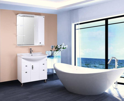 Шкаф-зеркало Onika Эльбрус 80 белый, правый, с подсветкой