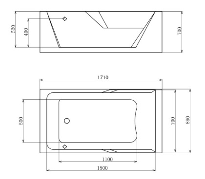 Акриловая ванна Gemy 171х86 G9066 II O L