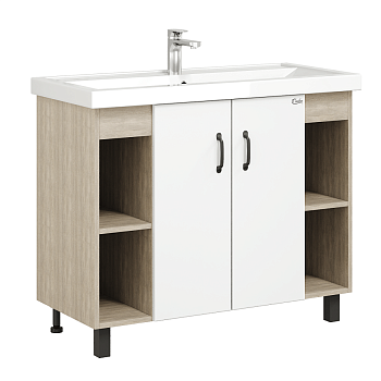 Тумба Onika Тимбер 100 напольная, белая мат./дуб сонома (ум. Фостер 100) Тумба Onika Тимбер 100 напольная, белая мат./дуб сонома (ум. Фостер 100)