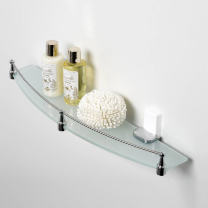 Полка стеклянная с бортиком Leine, 50х6,8х12,5 см, хром и белый, K-5044WHITE