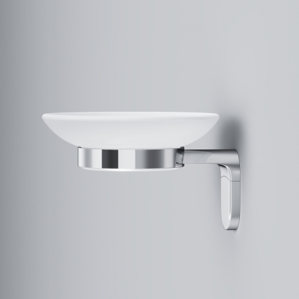 Стеклянная мыльница A8434200 X-Joy  с настенным держателем, 7,2х7,2х11,8 см, хром