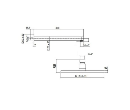 ROMANO Верхний душ, хром ROM-SLD-CRM, 25х25х1 см
