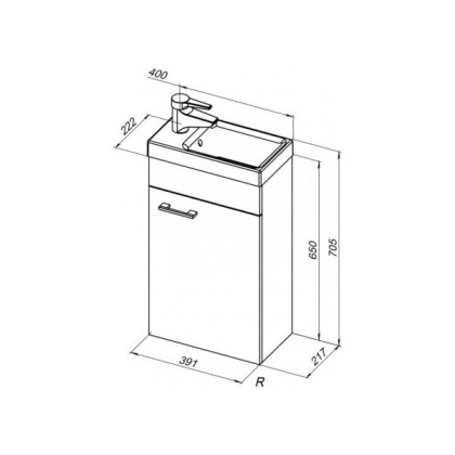 Тумба под раковину Aquanet Нота 40 R (Moduo) белый