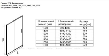 Душевая дверь Aquanet Pleasure Evo 100 AE65-N100-BT профиль черный, прозрачное стекло