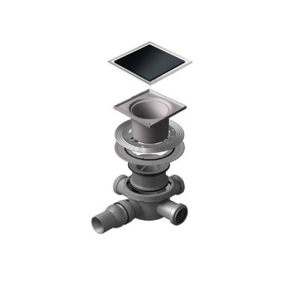 13000089 Точечный трап 150х150 мм Confluo Standard Black Glass 1, чёрное стекло, с рамкой Исполнение: Хром 