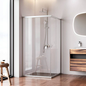 W87G-403-100100-MT Sunny Душевое ограждание квадратное, раздвижные двери 100x100 серебро,стекло прозрачное