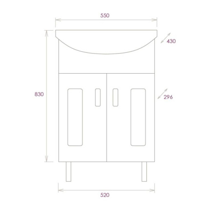 Тумба Onika Кристалл 55 напольная, белая (ум. Балтика 55)