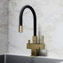 Смеситель для кухни SANCOS Arno с возможностью подключения фильтра для воды, цвет брашированное золото, арт. SC4005BG