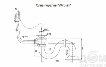 Слив-перелив для ванны Wirquin М ФР-00002135 бронза, шт