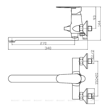 Смеситель для ванны/душа Agger Splendid A0921100 с душевым набором Смеситель для ванны/душа Agger Splendid A0921100 с душевым набором